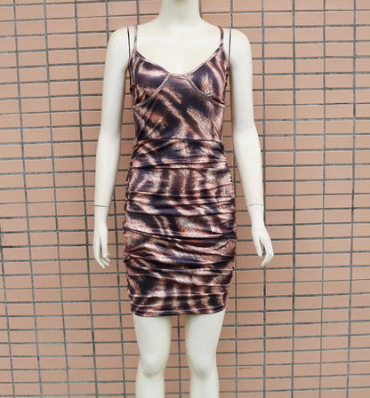 Slim bag hip leopard print dress