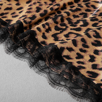 Ice silk leopard print pajamas set