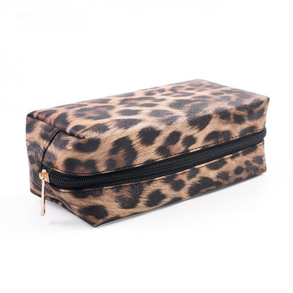 Leopard-print Makeup Bag PU Portable Travel Storage Bag