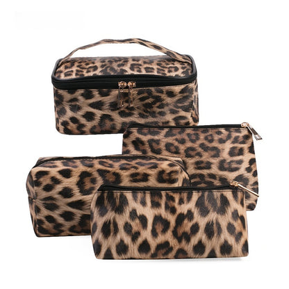 Leopard-print Makeup Bag PU Portable Travel Storage Bag