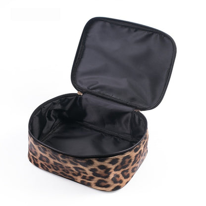 Leopard-print Makeup Bag PU Portable Travel Storage Bag