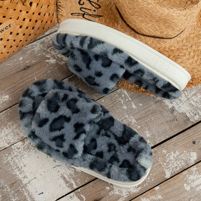 Leopard Print Thick Bottom Fluffy Slippers