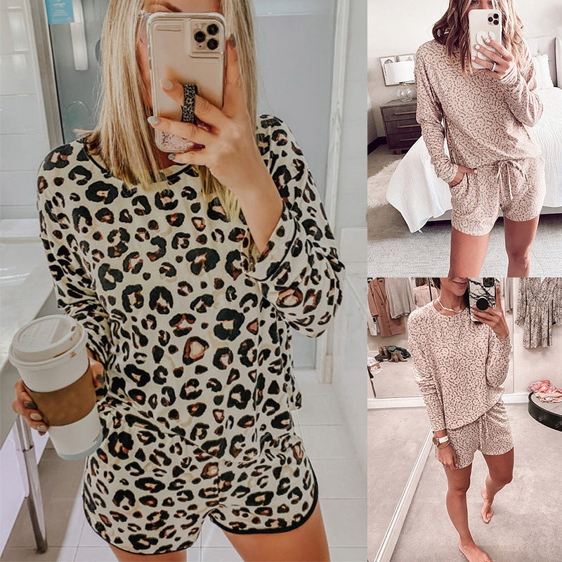 Leopard Print Long-Sleeved Home Wear Pajamas